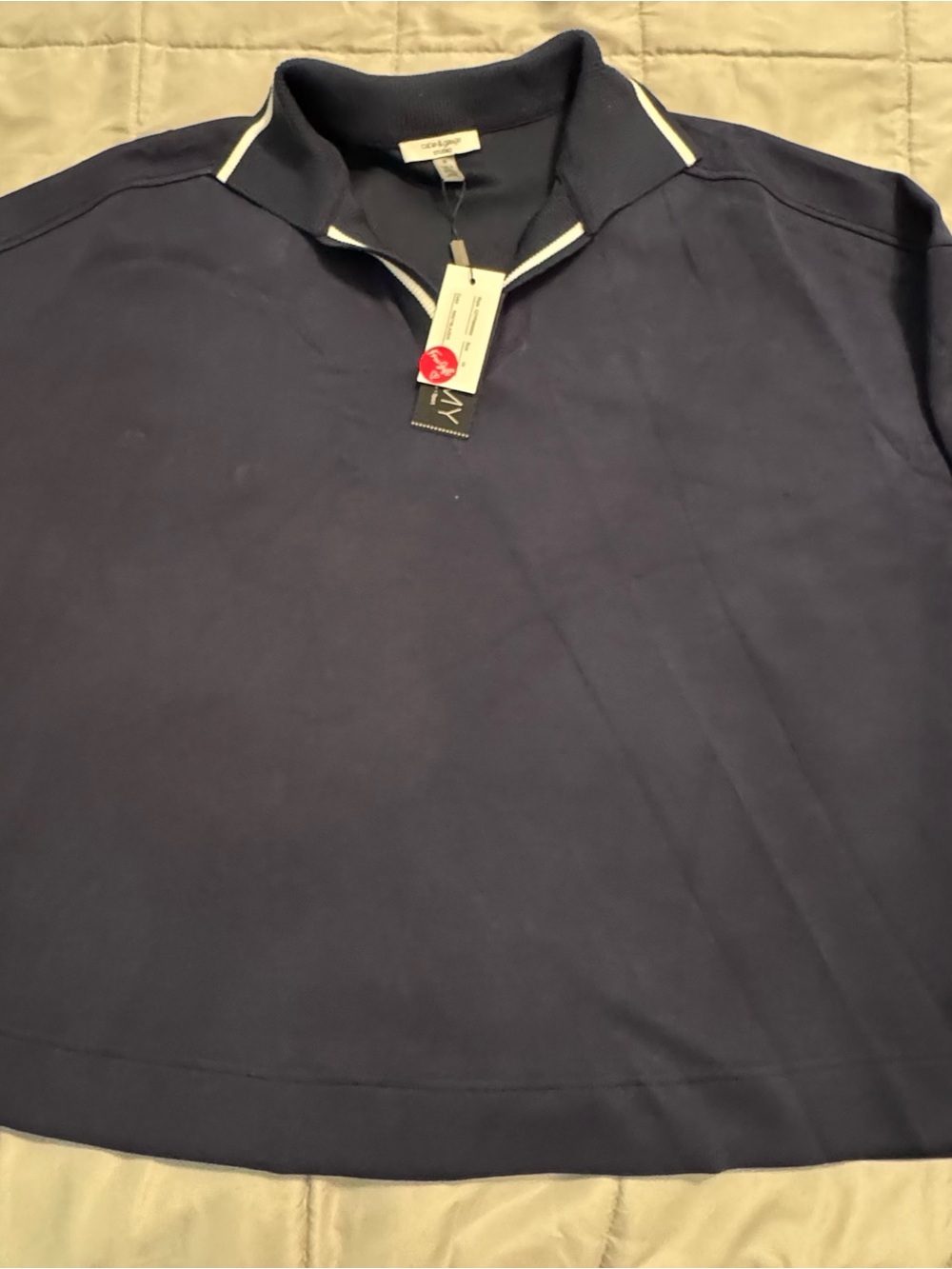 Cable & Gauge Navy Polo with White Contrast Trim